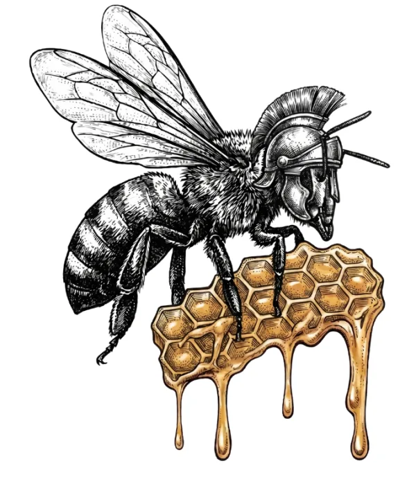 Spiritual Honey bee gladiator warrior mascot